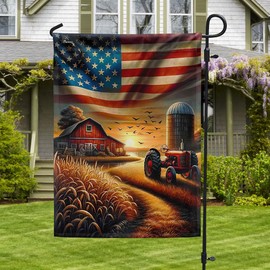 American Flag-Farm Life Tractor So God Made A Farmer American Flag TQN3083F, Garden Flag (11.5" x 17.5")-USA Flags Premium Polyester-Decorative Indoor Outdoor Flag