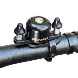 ROCKBROS Bike Bell for Adults 180 Degrees Adjustable Dual-Hammer Bicycle Bell - Loud Brass Ring, Universal Strap-On Mount for Road/Mountain/EBikes, Mini & Stylish Design