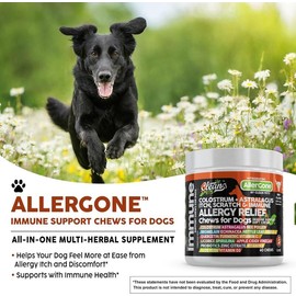 Dog Allergy Relief Chews for Itchy Skin | Colostrum, Astragalus, Omega-3, Bee Pollen, Bromelain, Echinacea, Nettle, Quercetin & Turmeric
