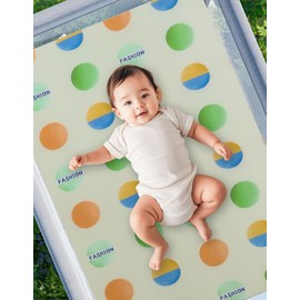 VUCWS Pack and Play Mattress Topper - 38" x 26" Pack N Play Mattresses Soft Firm Pad, Premium Foam Odorless Breathable Comfort Baby Foam Portable Playpen Mattresses (Multicolor Circles)
