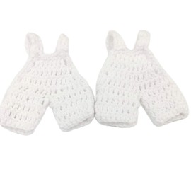 NUORUI 10Pcs Mini Crochet Knitted Overall Jumper Favors Baby Shower Baptism Christening Party Favors (White)
