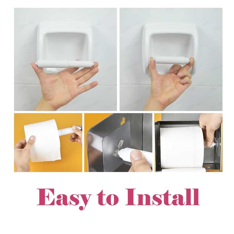 2 Pack White Toilet Paper Holder,Plastic Toilet Tissue Roll Holder