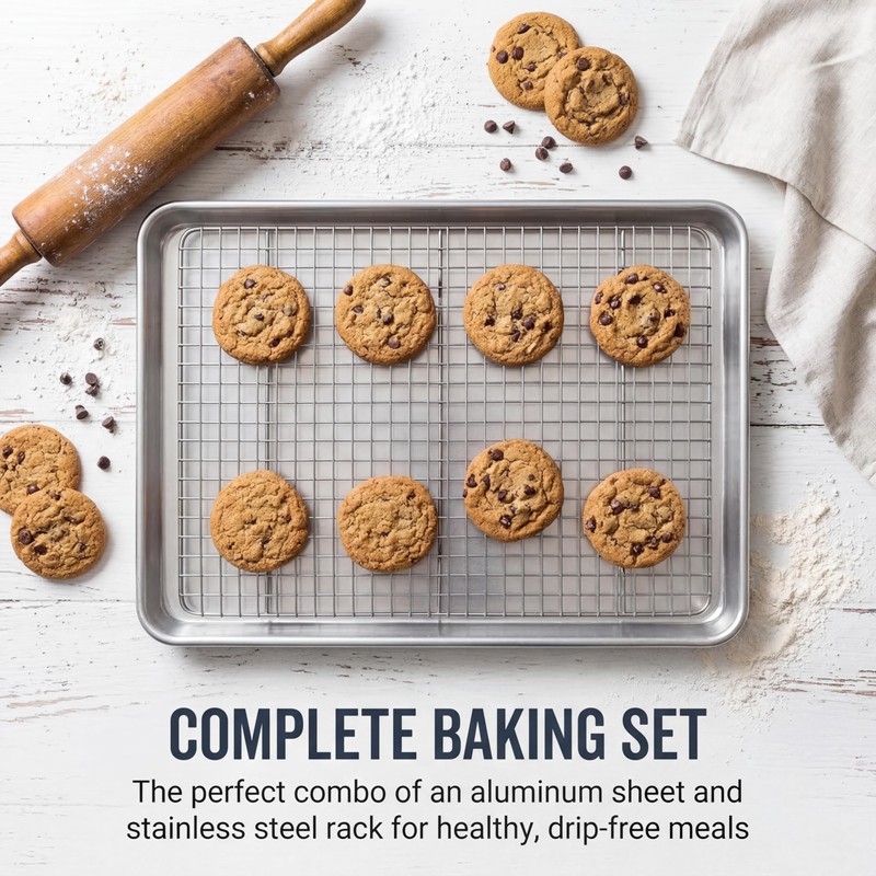 aking Sheet Pan & Cooling Rack Set – 18"×13" Aluminum
