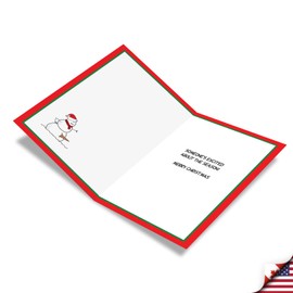 NobleWorks - 12 Cartoon Merry Christmas Cards Funny - Adult Happy Holiday Greetings, Boxed Notecards Bulk (1 Design, 12 Cards) - Snowman Carrot Er-ction B1774