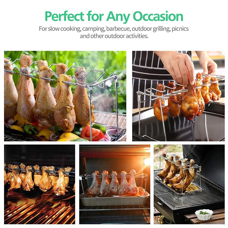 Chicken Wing Leg Rack Stainless Steel Foldable BBQ Rack Portable