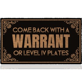 Come Back with Warrant Or Level Iv Plates 30"x17" Front Door Mat Rubber Mats for Outside, Indoor Doormats for Entryway Door Mats for Home Doormats for Entrance Way Door Mat Inside