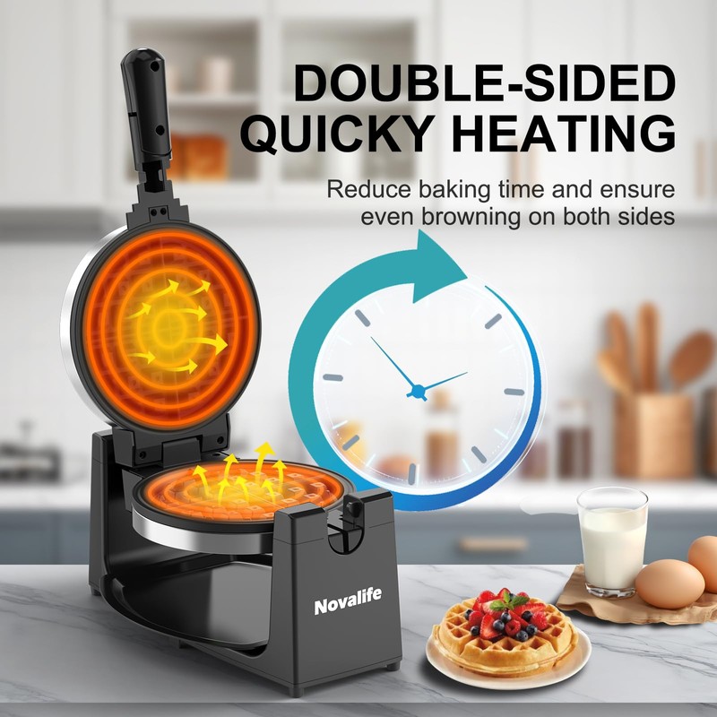 Waffle Maker, Rotating Belgian Waffle Maker, 180° Flip Waffle Iron,