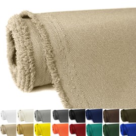 GeeComfy Waterproof Canvas Fabric by The Yard 58" W 600D Upholstery Polyester Material Indoor Outdoor Water Resistant Fabric for Chair Cushion Furniture Cover Sewing DIY Cloth, 5 Yards Khaki