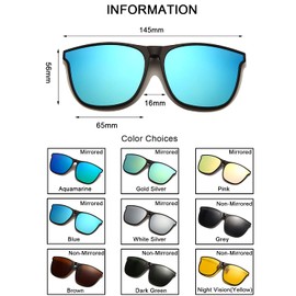 Long Keeper Polarised Clip on Sunglasses - Sunglasses Clip on Glasses for Men Women, Large Frame Clip-on flip up Sunglasses for Driving Fishing Outdoor