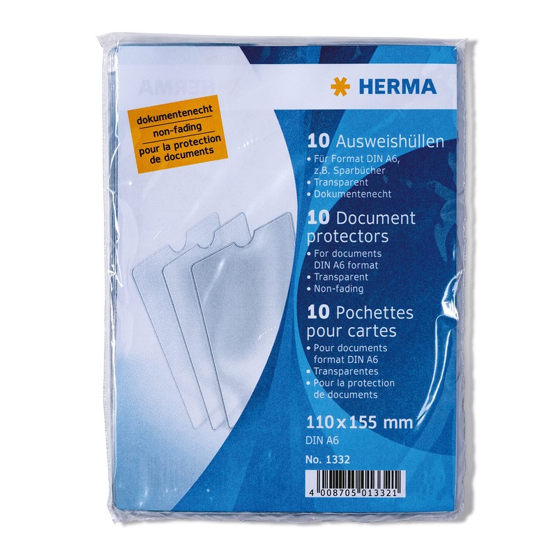 HERMA 1332 Transparent ID Cover, Pack of 10, Vaccination Certificate