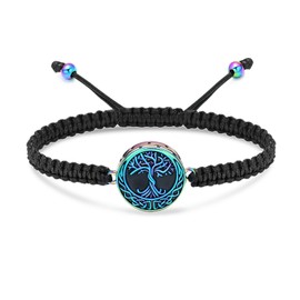 VCCWYQK Tree of Life Urn Bracelet for Ashes for Women Men Cremation Jewellery Adjustable Memorial Keepsake Rope Bracelet, Stainless Steel, No gemstone