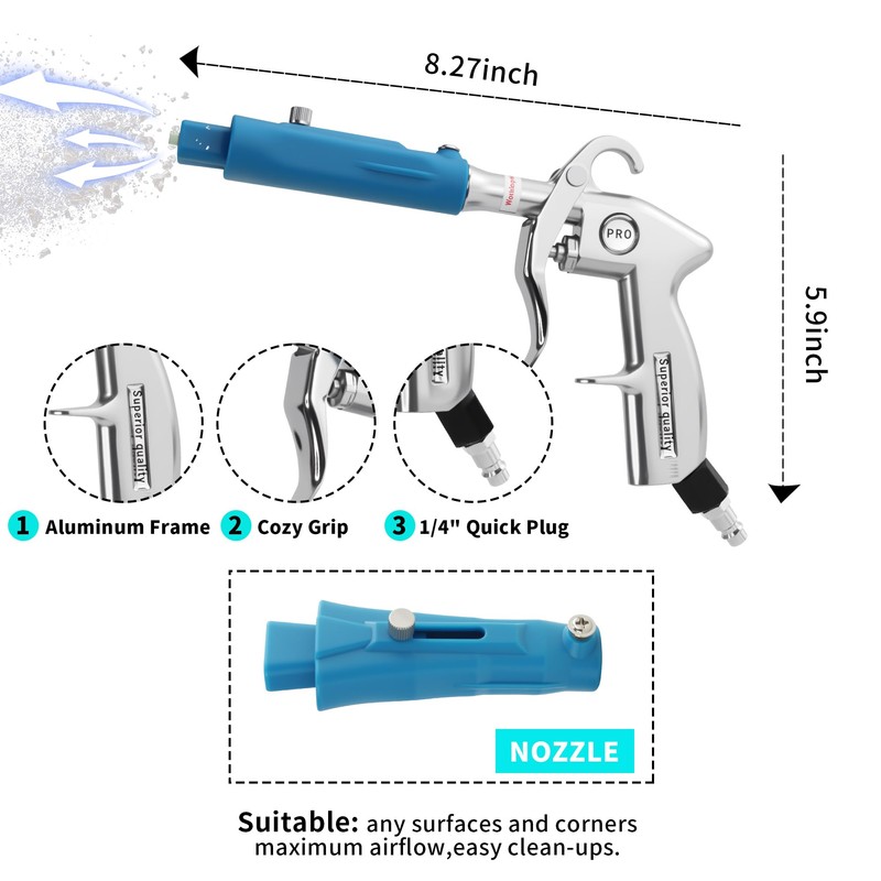 GOCCIDA Upgraded Tornado Air Blow Gun for Deep Car Cleaning