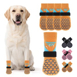 KOOLTAIL Dog Socks for Hot Pavement, Summer Breathable Dog Socks to Prevent Licking Paws, Non Slip Pet Boots&Paw Protectors for Hardwood Floor,Grippy Shoes for Small Medium Large Senior Dogs,Orange XS