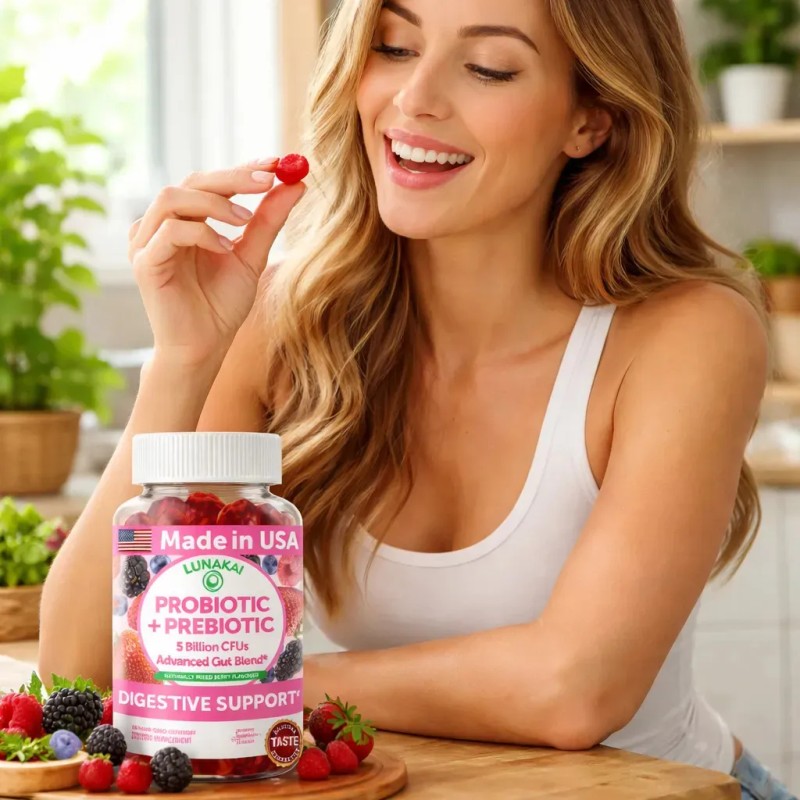 Lunakai Probióticos Prebióticos 60gom Salud Intestinal Bayas Mixtas