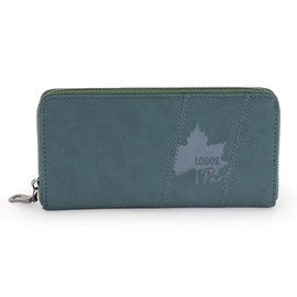 LogoSpark Men's Long Wallet, Round Zipper, Slim, Embossed, Embossed, Children, Boys, Green