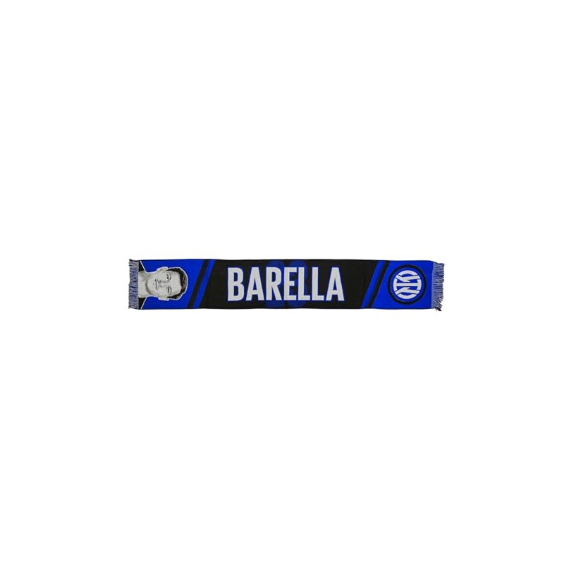Inter, Sciarpa Jacquard dedicata al giocatore Nicolò Barella, 100% Acrilico,