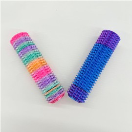 Little Ouchies Pain Stim Fidget Toy—Rotatable Spiky Keychain,3D Printed Sensory Tool for Anxiety,ADHD,Autism,Gift for Teens & Adults(Rainbow+Blue Purple)