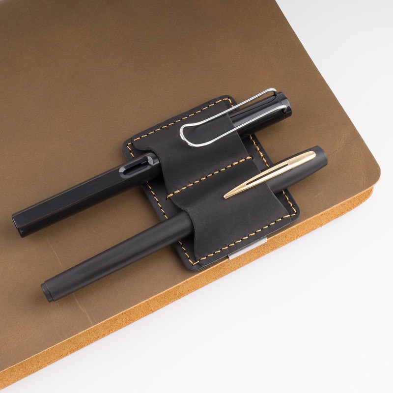 Leather Pen Loop Clip, Inserts Notebook Pen Holder
