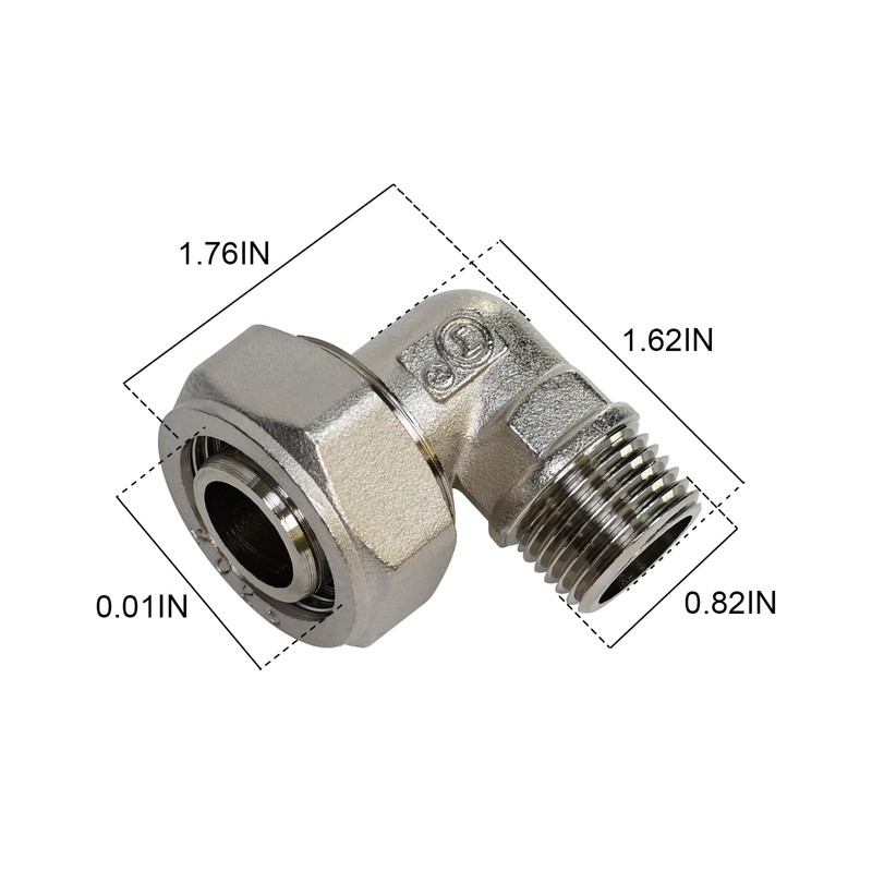 90 Degree Elbow Fitting 3/4 Tubing x 1/2" Male NPT