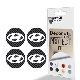 IPG Decal Made for Hyundai 2011-23 Sonata/Azera/Santa Fe (2.16" Decal - 2.31" Center Cap) Outside of Logo Outer Stickers (4 Units) (Black Carbon Fiber)