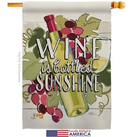 Wine is Sunshine House Flags Pack Beverages Drink Fruits Cheese Sangria White Red Rose Dessert Sparkling USA Vintage Applique Small Decorative Gift Yard Banner Made In 28 X 40