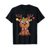 Christmas Reindeer Kids Girls Women Cute Xmas Deer T-Shirt