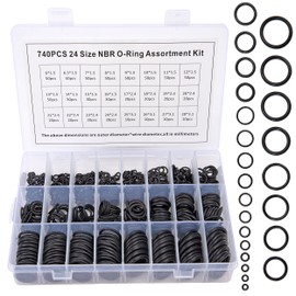 O Rings Sealing Rings Assortment, Diameter 6-28 mm NBR Rubber Sealing Rings Seals for Automotive Tap, Pressure Pipes, Plumbing, Sealing Washers (24 Sizes, 740 Pieces)