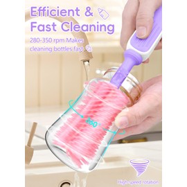 Yasew Electric Bottle Brush Cleaner, Baby Bottle Brush Travel Set, 360° Efficient Cleaning, Durable 2000 mAh Battery, Travel Bottle Brush Set with Drainage Rack and Storage Box, Baby Travel Essential