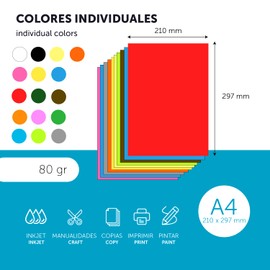 Colourful Paper A4 80 g for Printers & Crafts, Coloured Sheets for Children, Creative Projects, Cards & School m-office (50 Sheets, Blue)