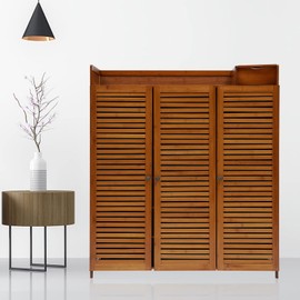 ZGEXING 7 Tier Bamboo Shoe Rack, Brown Shoe Storage Cabinet, 38.6"L x 12.6"W x 45.3"H, Living Room, Bedroom, Bathroom