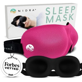 Nidra Contoured Sleep Mask for Side Sleepers – Zero Pressure Fit, Light Blocking Eye Shade for Sleeping & Travel – Pink, Standard Size
