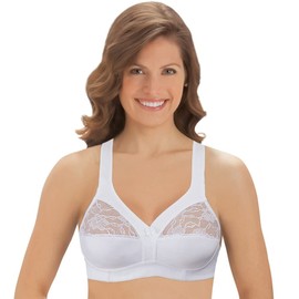 Collections Etc Women's Underwire-Free Comfortable Cotton Bra White 44D