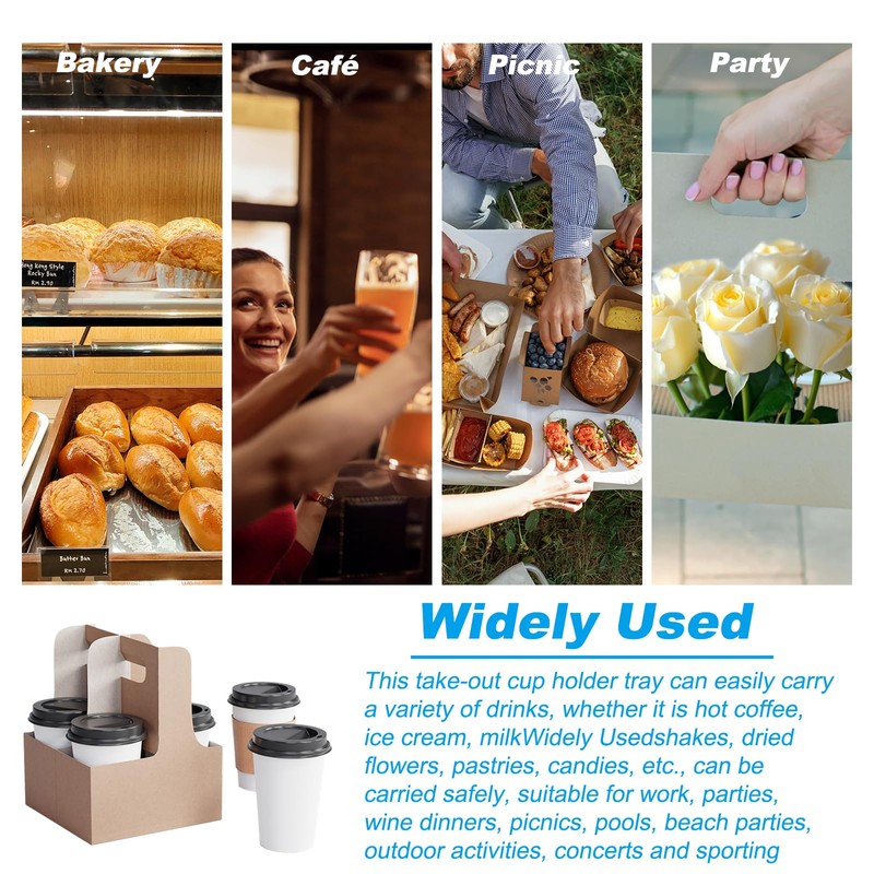 PATIKIL 2 Cup Drink Carrier with Handle, 10 Pack Kraft