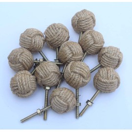 Knotty Door Knobs Nautical Drawer Handles Jute Rope Drawer Pulls 12pcs