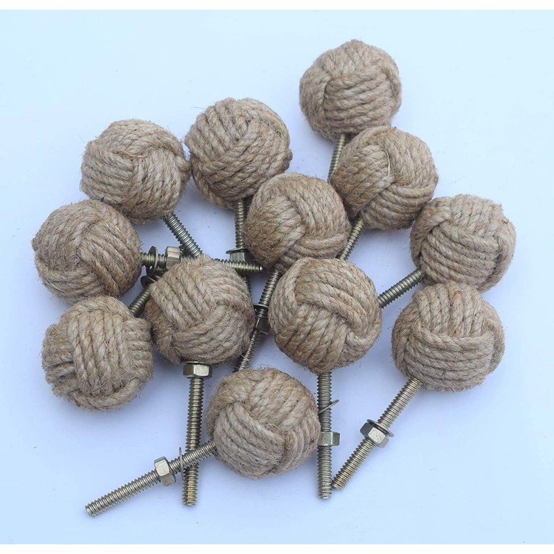 Knotty Door Knobs Nautical Drawer Handles Jute Rope Drawer Pulls