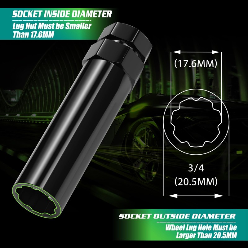 AUTOPTIM 6 & 7 Spline Lug Nut Socket Key, Aftermarket
