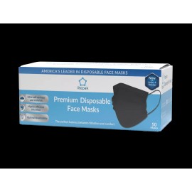DBFL 50pcs Litepak Black Disposable Face Mask SOFT 3-Ply Premium Mouth Cover USA
