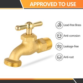 HeSun 2-Pack Outdoor Hose Bibb Faucet/Valve,1/2 Inch Male NPT (MIP) Inlet x 3/4 Inch Male Hose Thread (GHT) Outlet, Garden Spigot Shut Off Valve