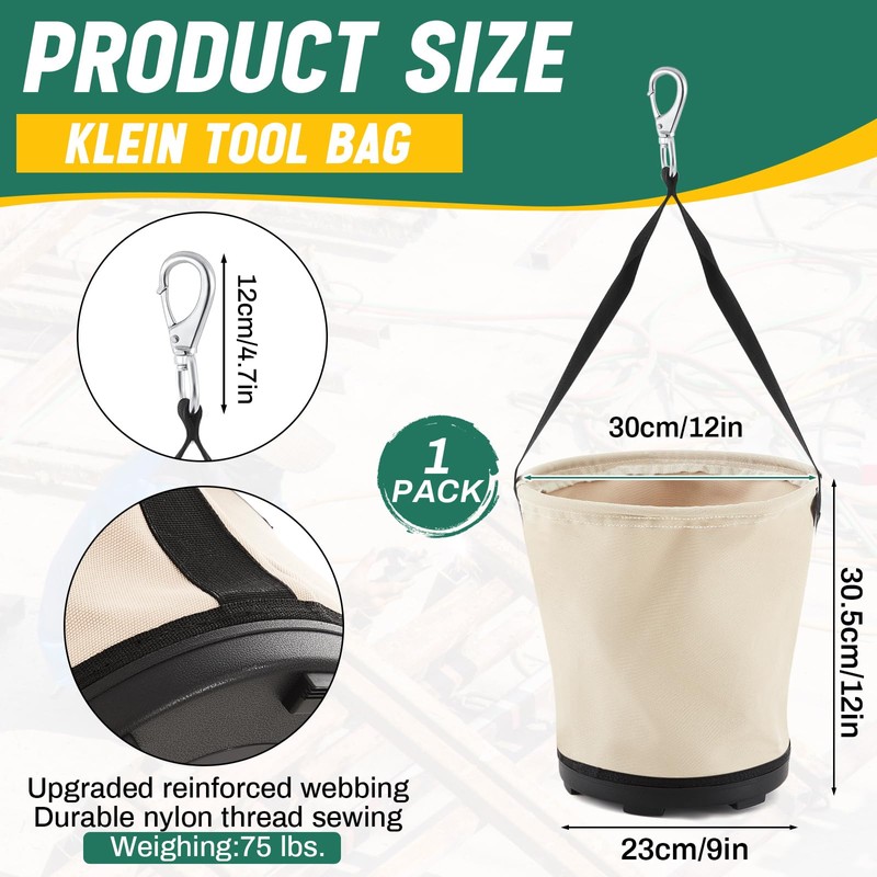 SilTriangle Heavy Duty Tool Canvas Bucket 12 x 12 x