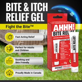 Mosquito Shield AHHH! - Bite & Itch Relief Gel, Bug Bite Itch Relief with white Honey and Spruce Extract, Itchy Skin Gel for Mosquitoes, Black Fly, Wasp Bites, and Poison Ivy Rash, 25g