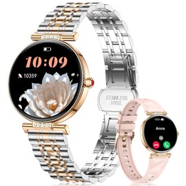 CIVO Smartwatch Damen Fitness Tracker: Smart Watch Rund Wasserdicht mit Telefonfunktion Kompatibel iOS Android - Fitnessuhr Damen Schrittzähler Sportuhr, Roségold