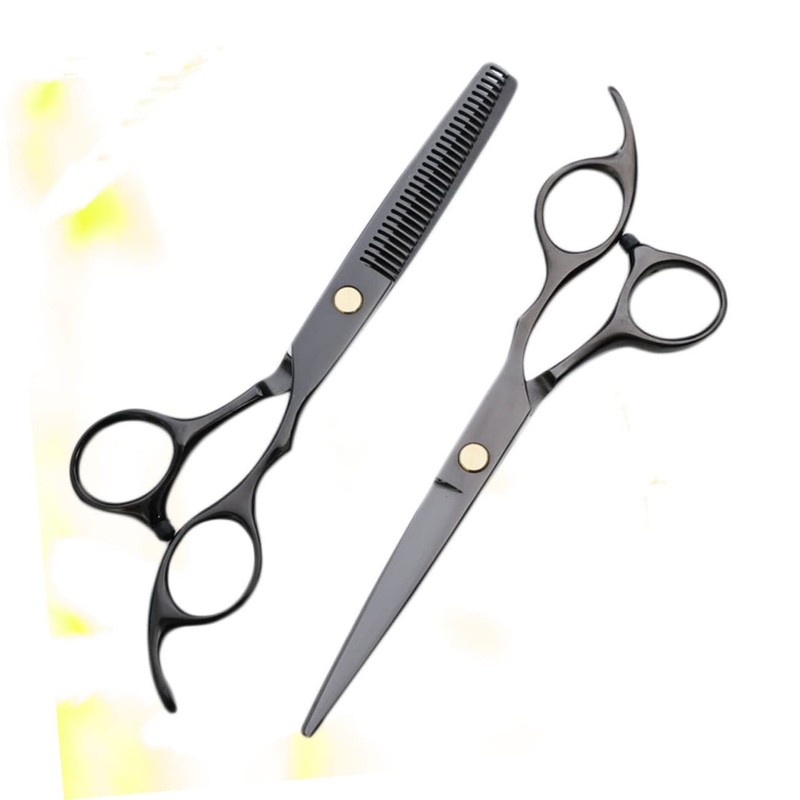 BIUDECO 2pcs Professional Hair Cutting Scissors Black Barbers Shears for