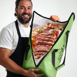 BBQ Blanket for Resting Meat, Reusable Reat Insulated Resting Bag, Insulated Brisket Resting Blanket with Wide Mouth (Green, 21 in)