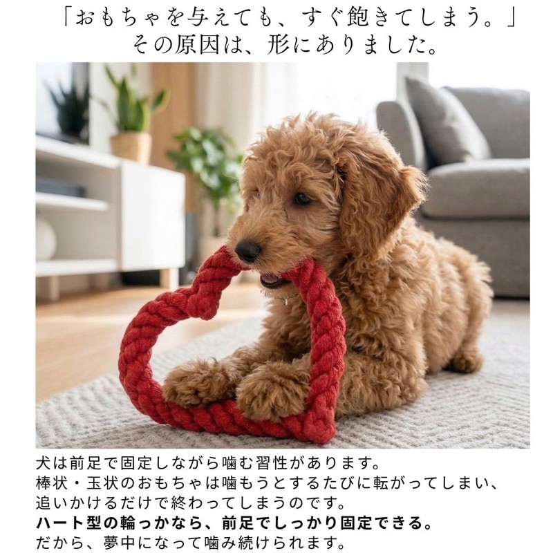 PetGround Dog Toy Heart-Shaped Rope Dog Toy Chewing Puppy Small