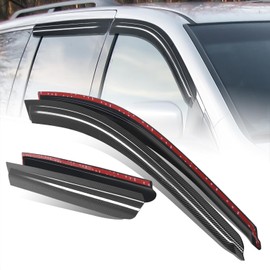 DNA MOTORING Set of 2 Tape-On Window Visor Deflector Rain/Sun Guard Compatible with Honda Element 2003-2011, Carbon Fiber Pattern Styling, WVS-T2-0141-CF