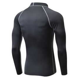 Sillitor Mens Rash Vest Long Sleeve UV Sun Protection Hign Neck Surfing Swimming Tops for Men Rash Guard Base Layer for Wetsuit Diving Snorkeling,Lightwieght,Water wicking,Quick Dry 226 Black Grey 2XL