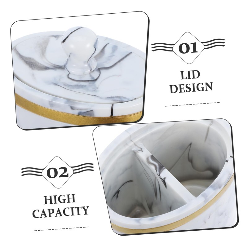 Gatuida Elegant Marble Cotton Swab Box Compact Makeup Pad Holder