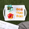 2 Pcs Large Rectangular Non Slip Serving Tray with Handles,