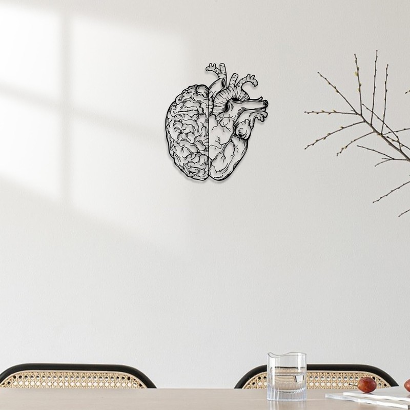 Rajukit Brain Decor and Anatomical Heart Metal Wall Art, 12.6x11