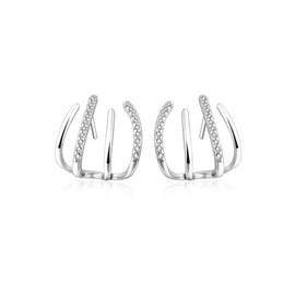 SILBERTALE - arete de garra para mujer, plata de ley 925, circonita cúbica, piercings, tachuelas minimalistas, Plata de ley, Circonia cúbica